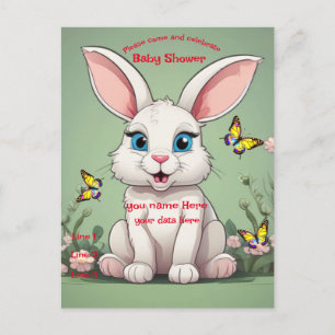 Baby Dusche Big Blue Eyes Bunny Rabbit Einladungspostkarte