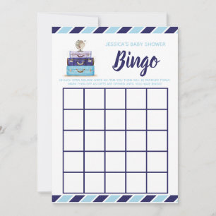 Baby Dusche Bingo Blue Reise-Thema Spiel Einladung