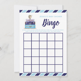 Baby Dusche Bingo Blue Reise-Thema Spiel Einladung