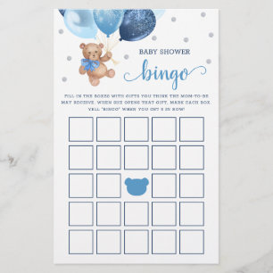 Baby Dusche Bingo Game Teddy Bear