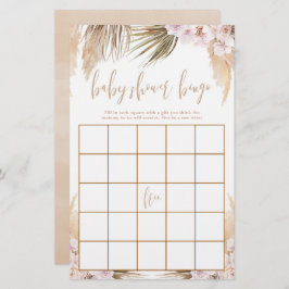 Baby Dusche Bingo Pampas Gras Thema boho