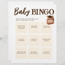 Baby Dusche Bingo Spiel braun personalisierte Vorl Briefbogen