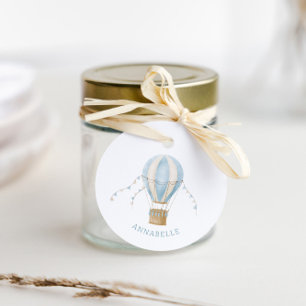 Baby Dusche blaue Heißluftballon Danke Geschenkanhänger