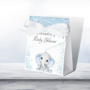 Baby Dusche blauer Junge niedlicher Elefant Geschenkschachtel