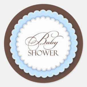 Baby Dusche Blue Brown Runder Aufkleber