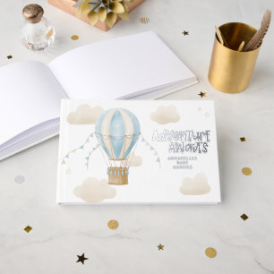 Baby Dusche Blue Heißluftballon Abenteuer erwartet Gästebuch