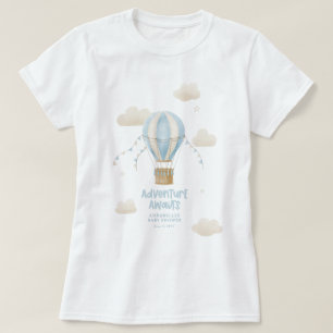 Baby Dusche Blue Heißluftballon Abenteuer erwartet T-Shirt