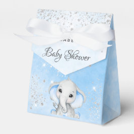 Baby Dusche Blue Junge niedlicher Elefant Glitzer Geschenkschachtel