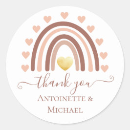 Baby Dusche Blush Boho Rainbow Custom Vielen Dank Runder Aufkleber