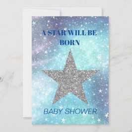 Baby Dusche Boy Blue Modern Star ist Geboren Einladung