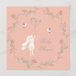 Baby-Dusche "Bunny and Wreath" Einladung