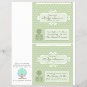 Baby Dusche Custom Candy Bar Wrappers Green Flyer