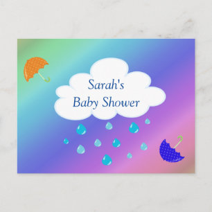 Baby Dusche Custom mit Cloud Umbrellas Regenbogen Postkarte