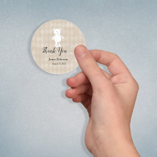 Baby Dusche Danke Teddy Bear Tan Runder Aufkleber