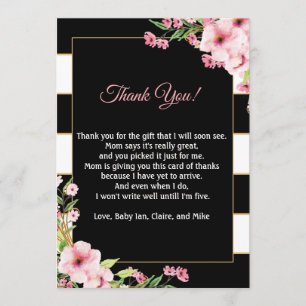 Baby-Dusche danken Ihnen, Anmerkungs-rosa Dankeskarte