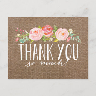 Baby-Dusche der Rosen-Fahnen-Leinwand-  danken Dankeskarte