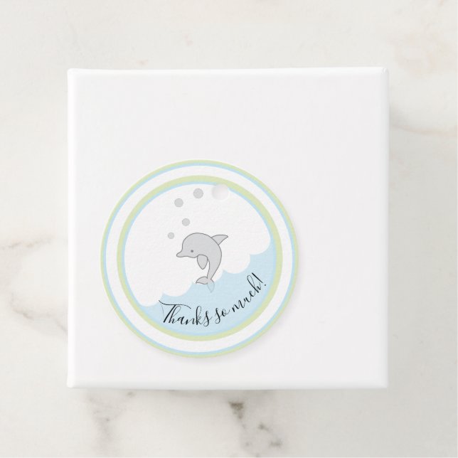 Baby Dusche Dophin Green Blue Geschenkanhänger (Beispiel)