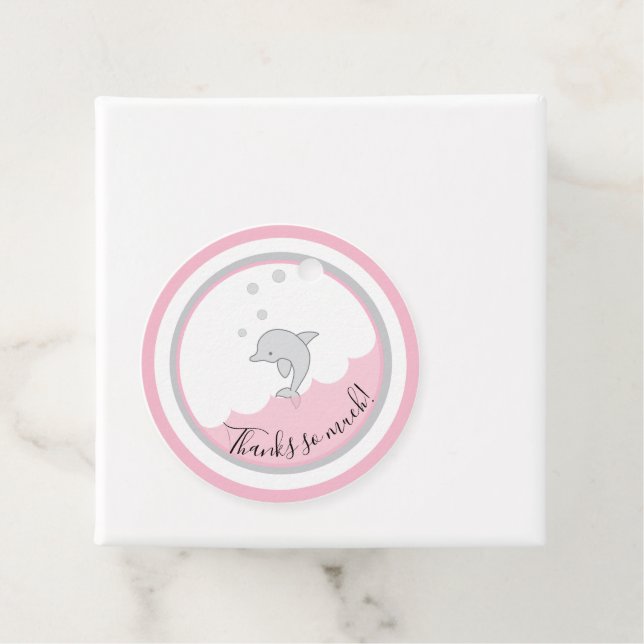 Baby Dusche Dophin Pink Gray Geschenkanhänger (Beispiel)