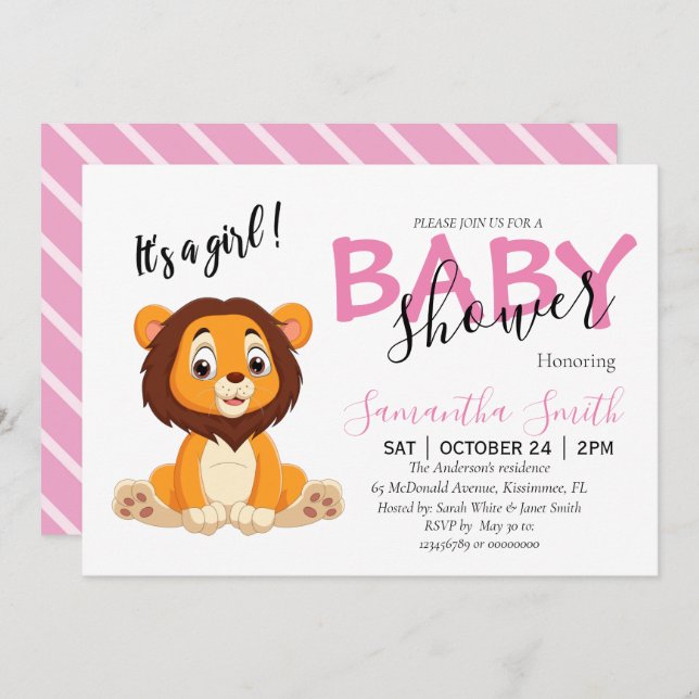 Baby Dusche Dschungelsafari Zootiere Ankündigung (Vorne/Hinten)