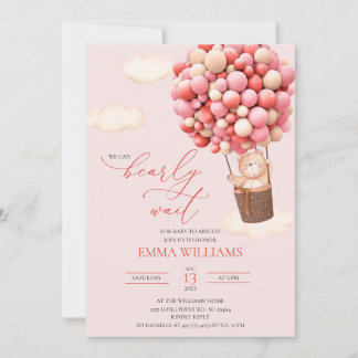 Baby Dusche Einladung Bear Pink frühzeitig warten!