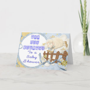 Baby Dusche Einladung Blue Little Lamb