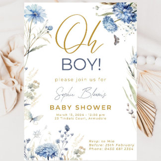 Baby Dusche Einladung Boy Blue Design Template Ba