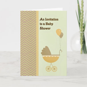 Baby Dusche Einladung Carriage & Balloons