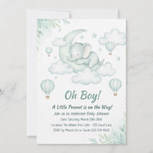 Baby Dusche Einladung mit SchlafbabyElephant