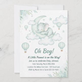Baby Dusche Einladung mit SchlafbabyElephant