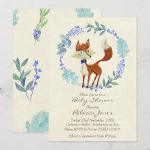 Baby Dusche Einladung Waldfuchs blau