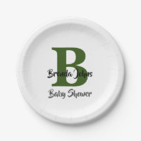 Baby Dusche Forest Green Monogram Jungle Thema
