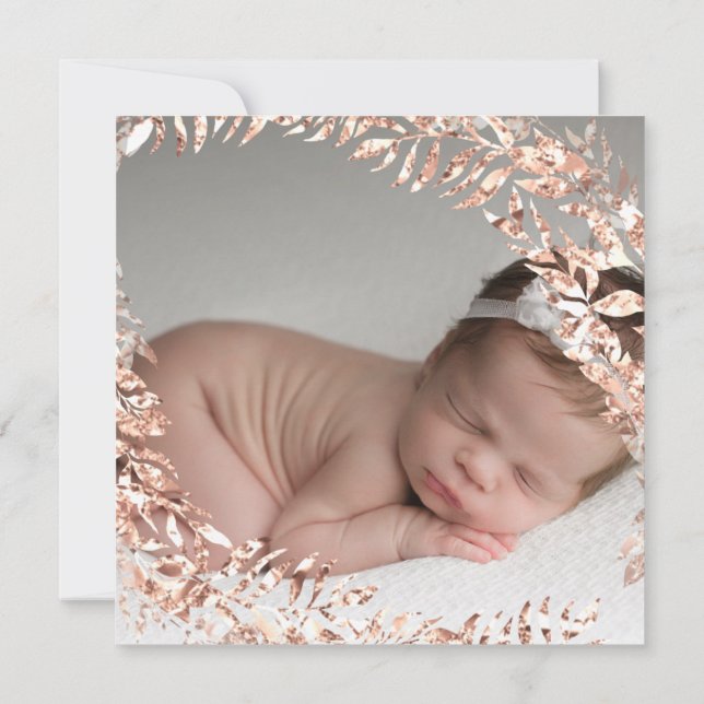 Baby Dusche Foto Floral Rose Gold Royal Baby Einladung (Rückseite)