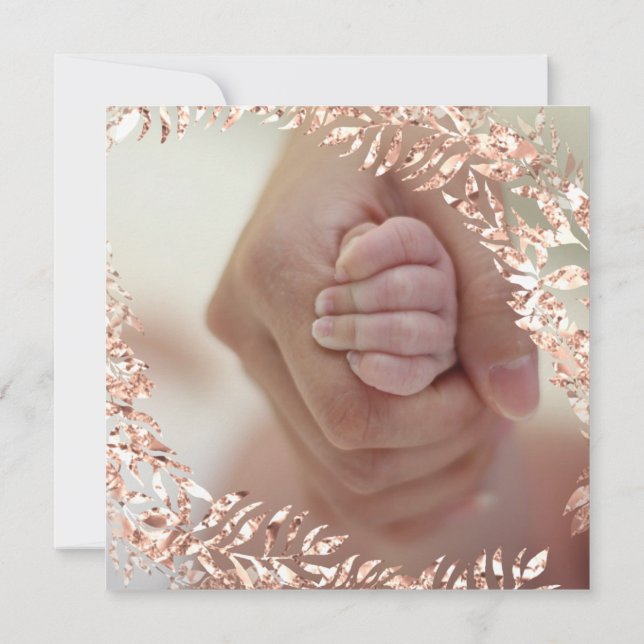 Baby Dusche Foto Floral Rose Pink Royal Baby Einladung (Rückseite)