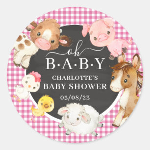 Baby Dusche für Landtiere Runder Aufkleber