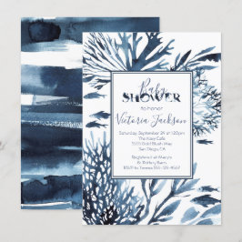 Baby-Dusche für Navy Blue und White Coral Reef Einladung