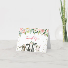 Baby-Dusche für Tier-Blütenmädchen Danke Karte