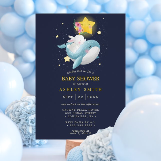 Baby-Dusche für Wale und Bunny Navy Stars Einladung (Von Creator hochgeladen)