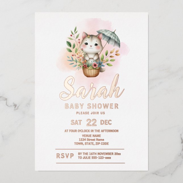 Baby-Dusche für Woodland-Tiere Folieneinladung (Vorderseite)