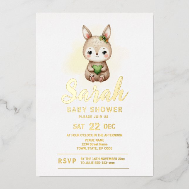 Baby-Dusche für Woodland-Tiere Folieneinladung (Vorderseite)