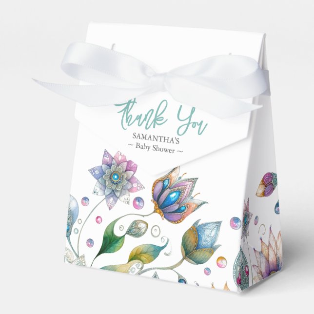 Baby Dusche Gefallen Boxes Watercolor Florals Geschenkschachtel (Vorderseite)