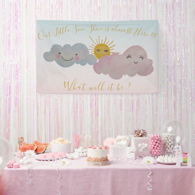 Baby-Dusche-Geschlecht enthüllt Sonnenschein-pink- Banner (Party)