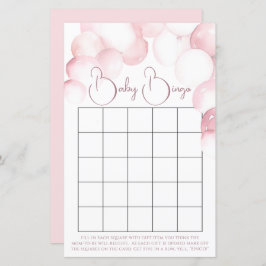 Baby Dusche Girl Rosa Ballons Bingospiel