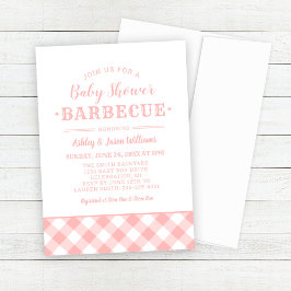 Baby Dusche GRILLEN Blush Pink Gingham Kariert Einladung