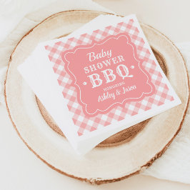 Baby Dusche GRILLEN Blush Pink und White Gingham K Serviette