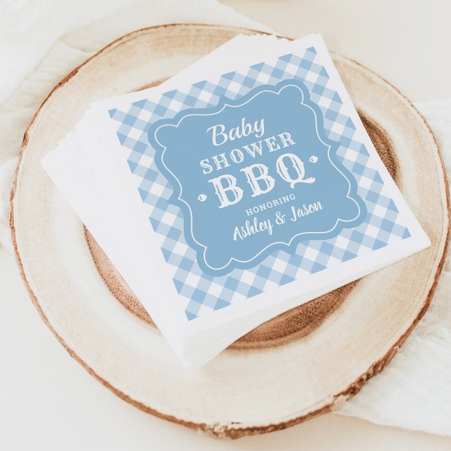 Baby Dusche GRILLEN Pale Blue und White Gingham Ka Serviette (Von Creator hochgeladen)