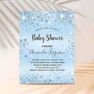 Baby Dusche hellblau Glitzer Staubjunge Einladungspostkarte