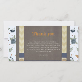 Baby Dusche Herbst blauer Bodysuit Dankeskarte