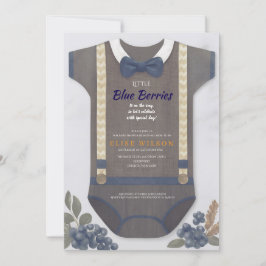 Baby Dusche Herbst blauer Bodysuit Einladung