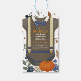 Baby Dusche Herbst blauer Bodysuit Geschenkanhänger