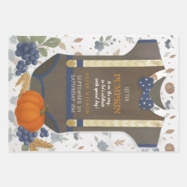 Baby Dusche Herbst blauer Bodysuit Geschenkpapier Set